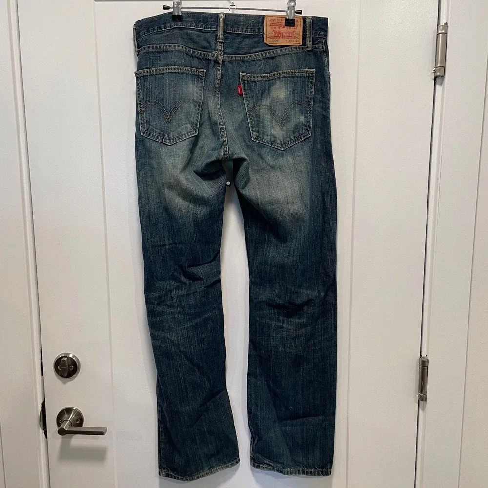 Levis 505 Straight Fit Mens Jeans Medium Wash Blue Denim 33x32